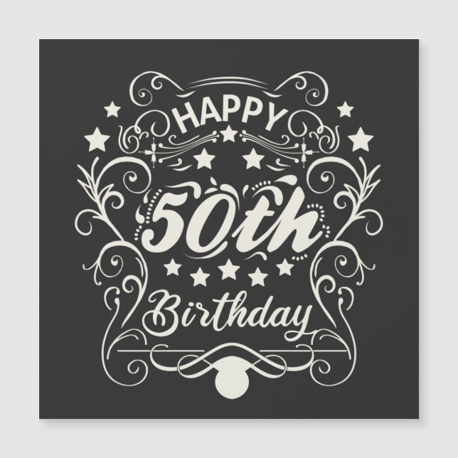 Decorative ornamental Happy 50th Birthday. (Front)