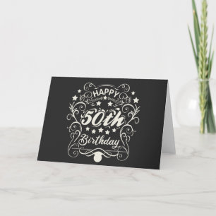 Decorative ornamental Happy 50th Birthday. Card