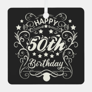 Decorative ornamental Happy 50th Birthday. Metal Tree Decoration