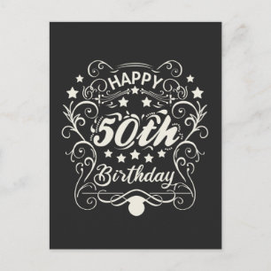 Decorative ornamental Happy 50th Birthday. Postcard