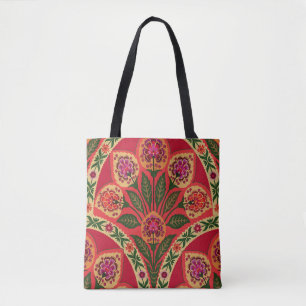 Decorative ornamental oriental style seamless flor tote bag