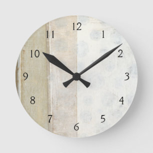 Decorative Panel Painting in Neutral Colors Round Clock