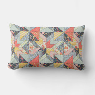 Decorative Patchwork Pattern and Array of Colours Lumbar Cushion