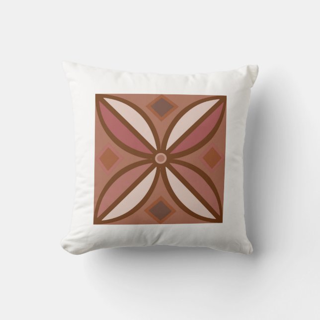 Decorative pattern in rusty pinks and terracottas cushion (Front)