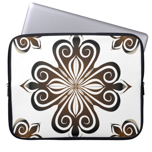 Decorative pattern of brown baroque motif with Flo Laptop Sleeve (Front)