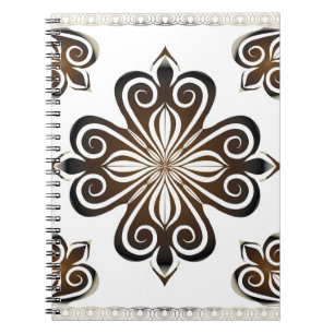 Decorative pattern of brown baroque motif with Flo Notebook
