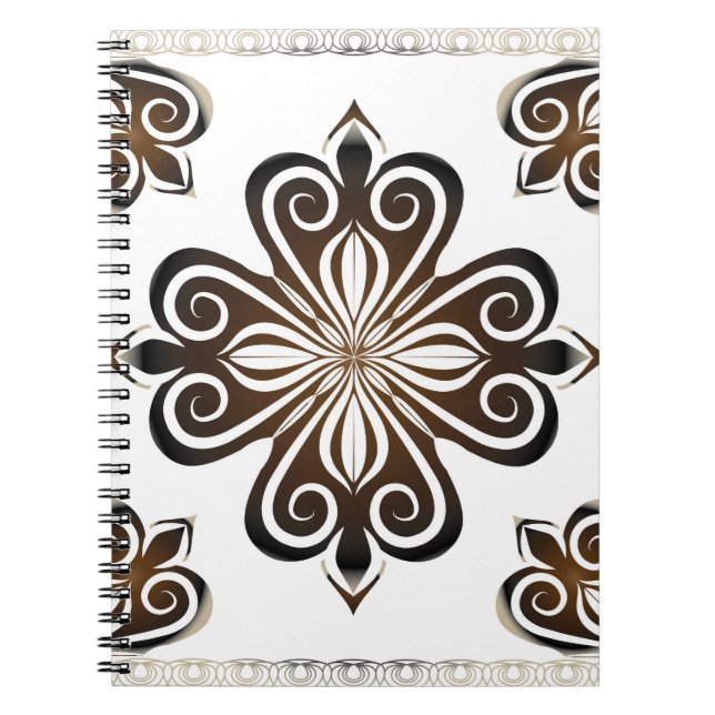 Decorative pattern of brown baroque motif with Flo Notebook (Front)