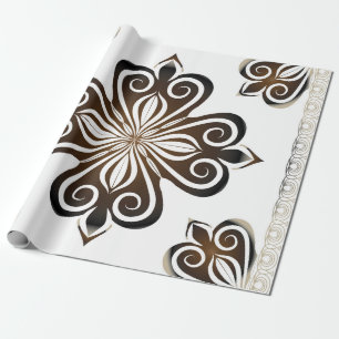 Decorative pattern of brown baroque motif with Flo Wrapping Paper