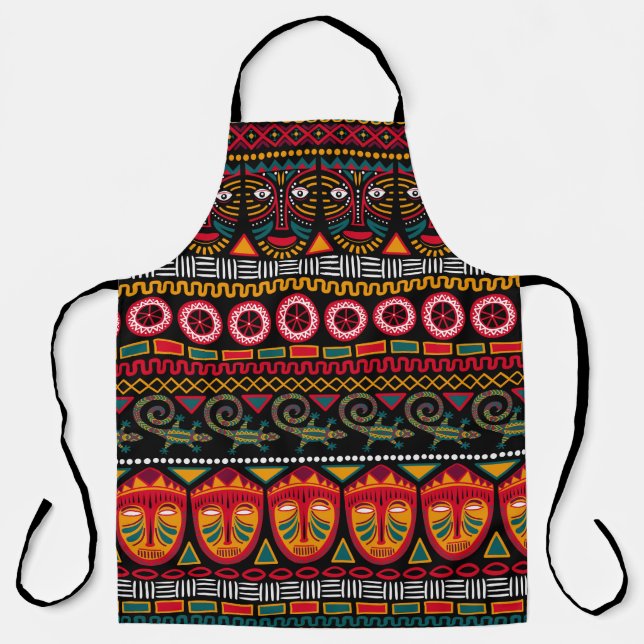 Decorative pattern on a black background in Africa Apron (Front)