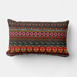 Decorative pattern on a black background in Africa Lumbar Cushion