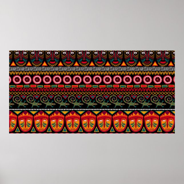 Decorative pattern on a black background in Africa Poster (Front)