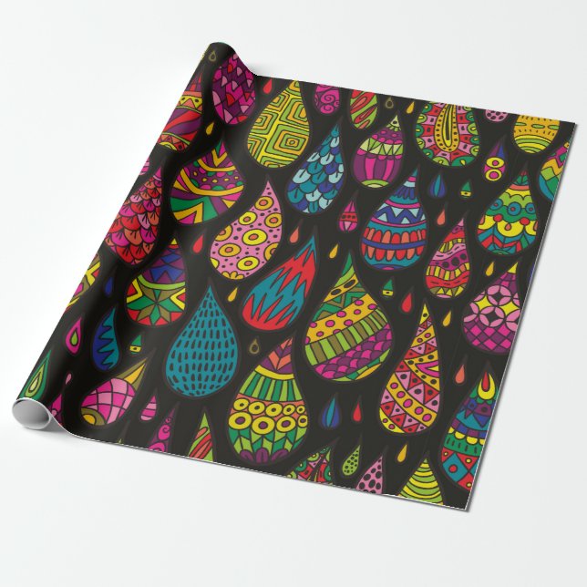 Decorative patterned drops seamless background. Br Wrapping Paper (Unrolled)