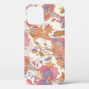 Decorative peonies: colourful floral pattern. iPhone 12 case