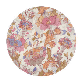 Decorative peonies: colourful floral pattern. cutting board