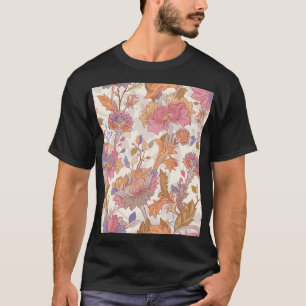 Decorative peonies: colourful floral pattern. T-Shirt