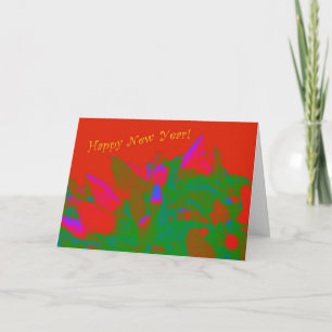 Decorative Peppers Happy New Year Greeting Card
