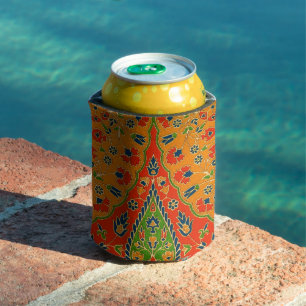 Decorative Persian Floral Print Can Cooler