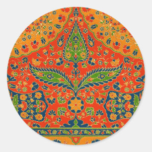 Decorative Persian Floral Print Classic Round Sticker