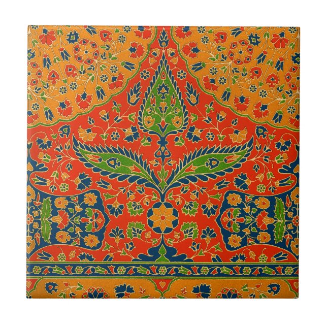 Decorative Persian Floral Print Tile (Front)