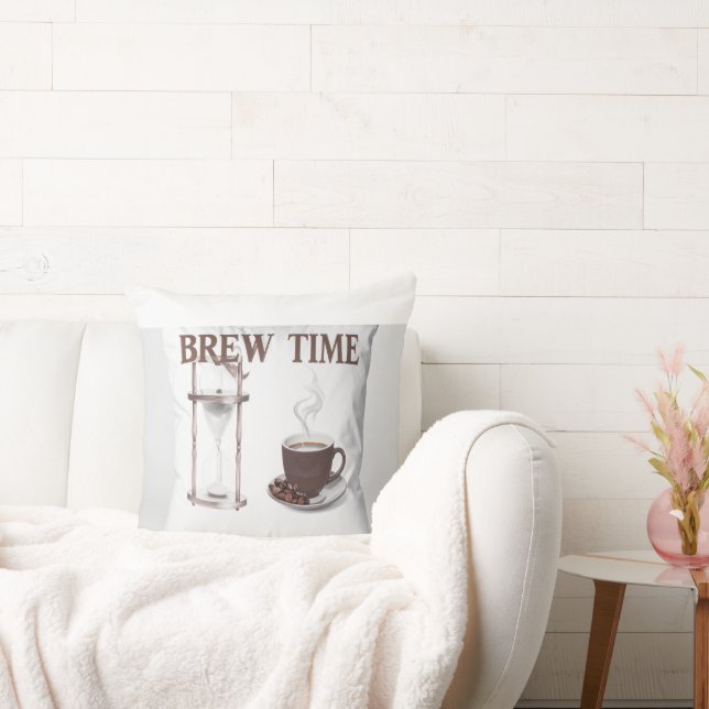 Decorative Pillow "Brew Time" – Hourglass and Coff (Couch)