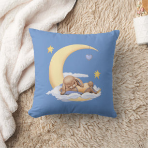 Decorative pillow with a cute plush rabbit sleepin
