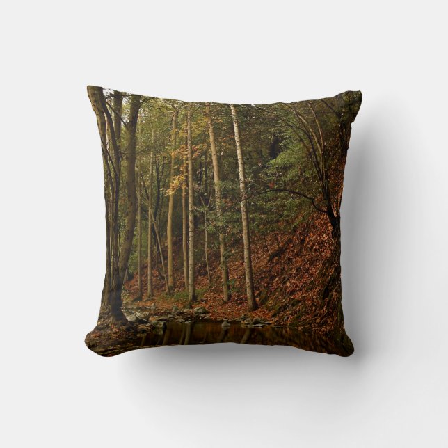 Decorative pillow with trees in a fall decor (Front)