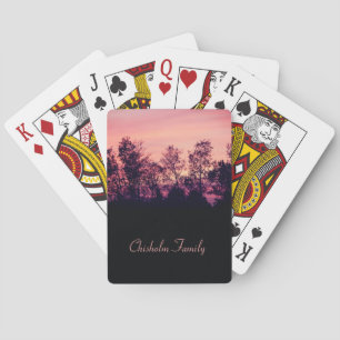 Decorative Pink and Purple Landscape Playing Cards