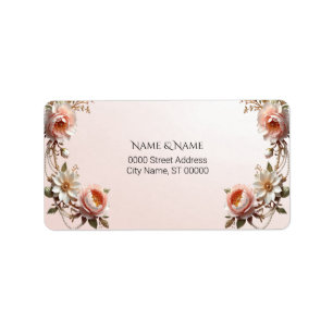 Decorative Pink and White Flowers Address Label