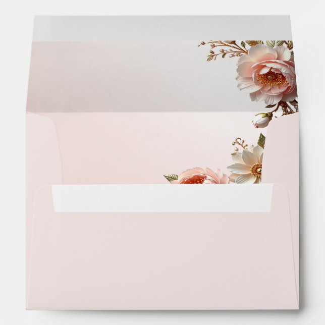 Decorative Pink and White Flowers Envelope (Back (Bottom))