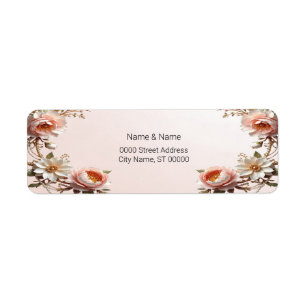 Decorative Pink and White Flowers Return Address