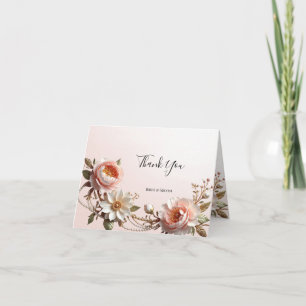 Decorative Pink and White Flowers Thank You Card