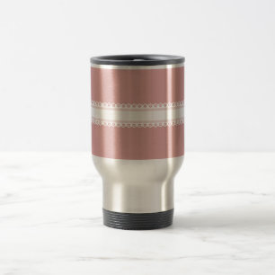 Decorative Pink And White Lace Travel Mug