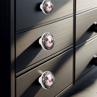 Decorative Pink Black Faux Gemstones Ceramic Knob