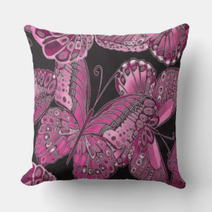Decorative Pink Butterfly Throw Pillow