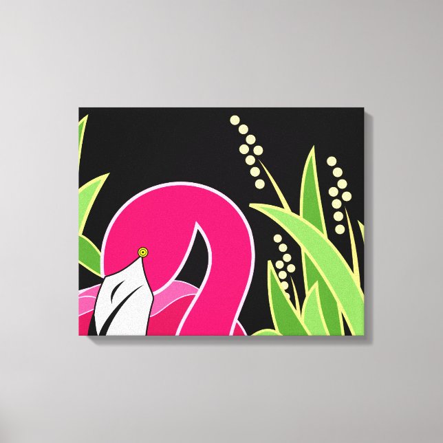 Decorative Pink Flamingo Art Canvas Print (Front)