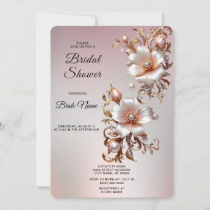 Decorative Pink Floral Bridal Shower Invitation