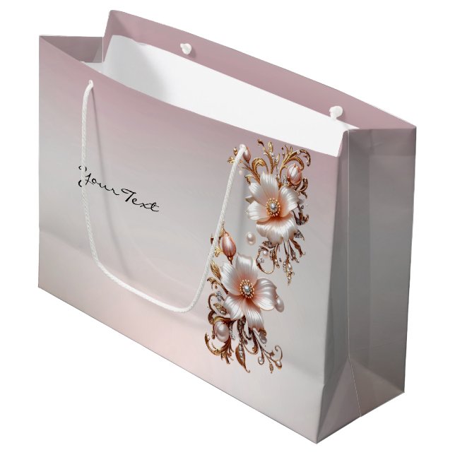 Decorative Pink Floral Gift Bag (Front Angled)