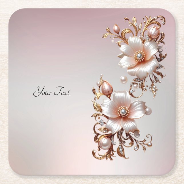 Decorative Pink Floral Paper Coaster (Front)