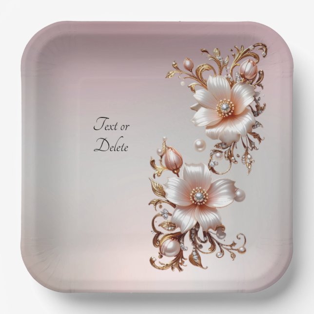Decorative Pink Floral Paper Plate (Front)