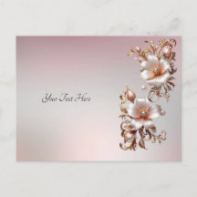 Decorative Pink Floral Postcard