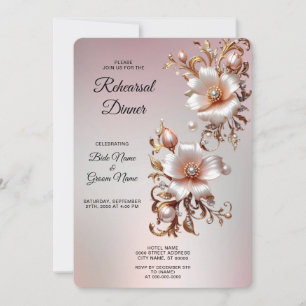 Decorative Pink Floral Rehearsal Dinner Invitation