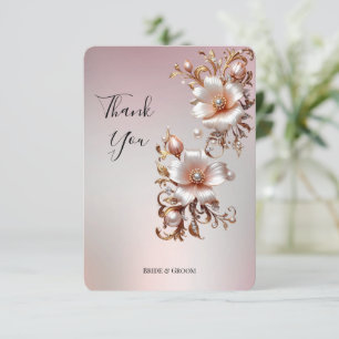 Decorative Pink Floral Thank You Card
