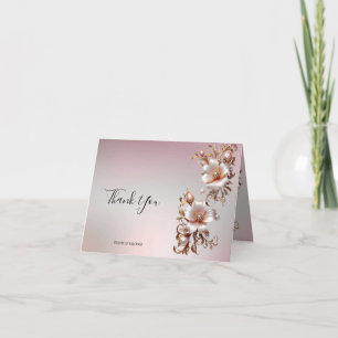 Decorative Pink Floral Thank You Card