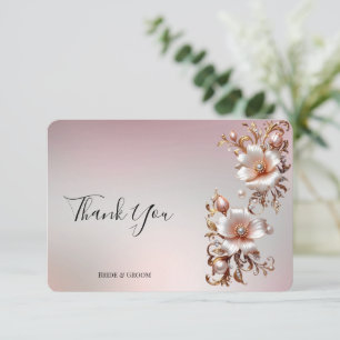 Decorative Pink Floral Thank You Card