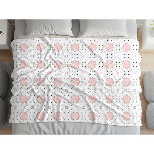 Decorative pink geometric mandala patterned fleece blanket