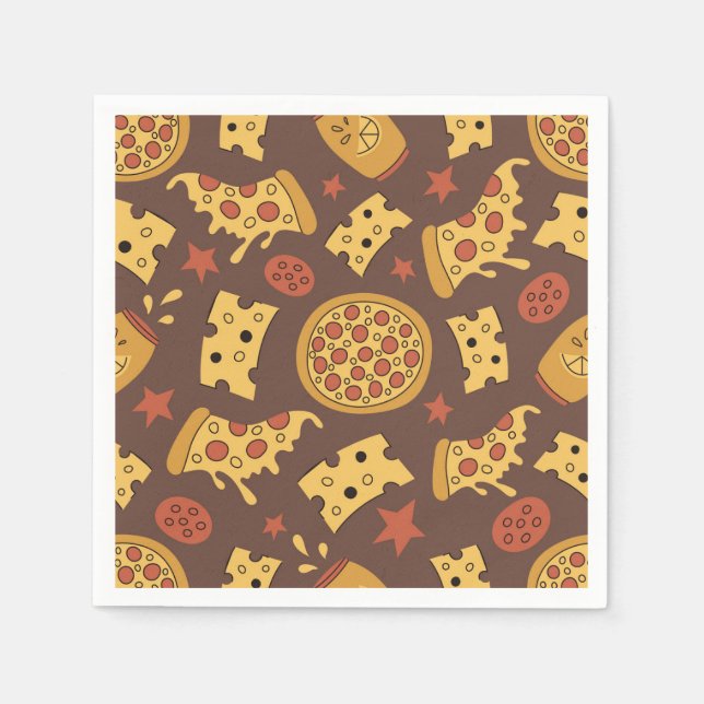Decorative Pizza Pattern Paper Napkins (Front)