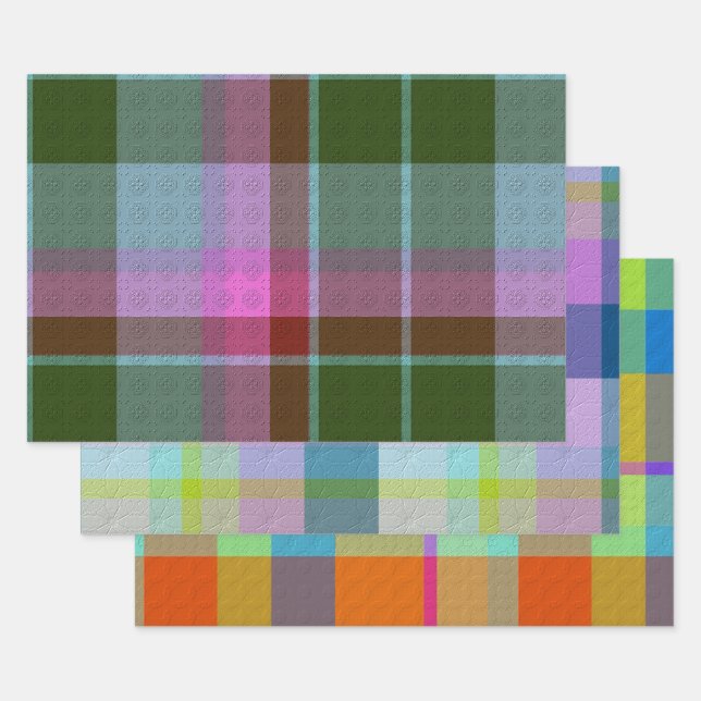  Decorative Plaid Wrapping Paper Sheet (Set)