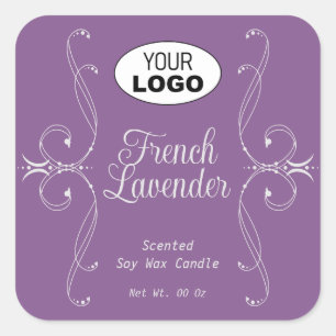 Decorative Plain Pastel Purple Flourish Ornate Square Sticker