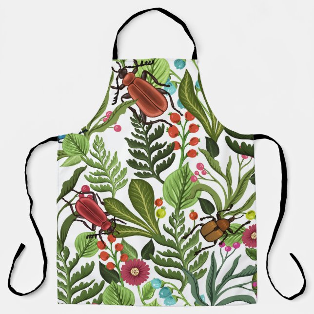 Decorative Plants and Insects: Seamless Design. Apron (Front)