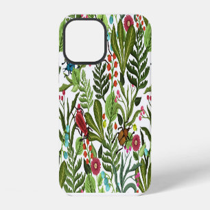 Decorative Plants and Insects: Seamless Design. iPhone 12 Case